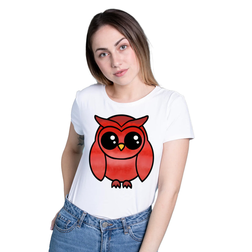 A Graceful Owl women's artistic cotton t-shirt in White by PaintzStories