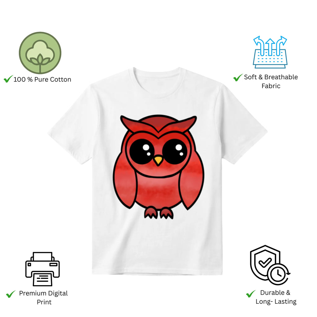 A Graceful Owl women's t-shirt features premium cotton and vibrant artwork print
