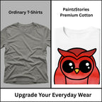 Premium quality stitching and artwork print on A Graceful Owl women's graphic tee