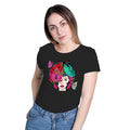 Butterfly Lady women's artistic cotton t-shirt in Black by PaintzStories