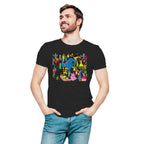 Celebrating Diversity Carnival men's artistic cotton t-shirt in Black by PaintzStories