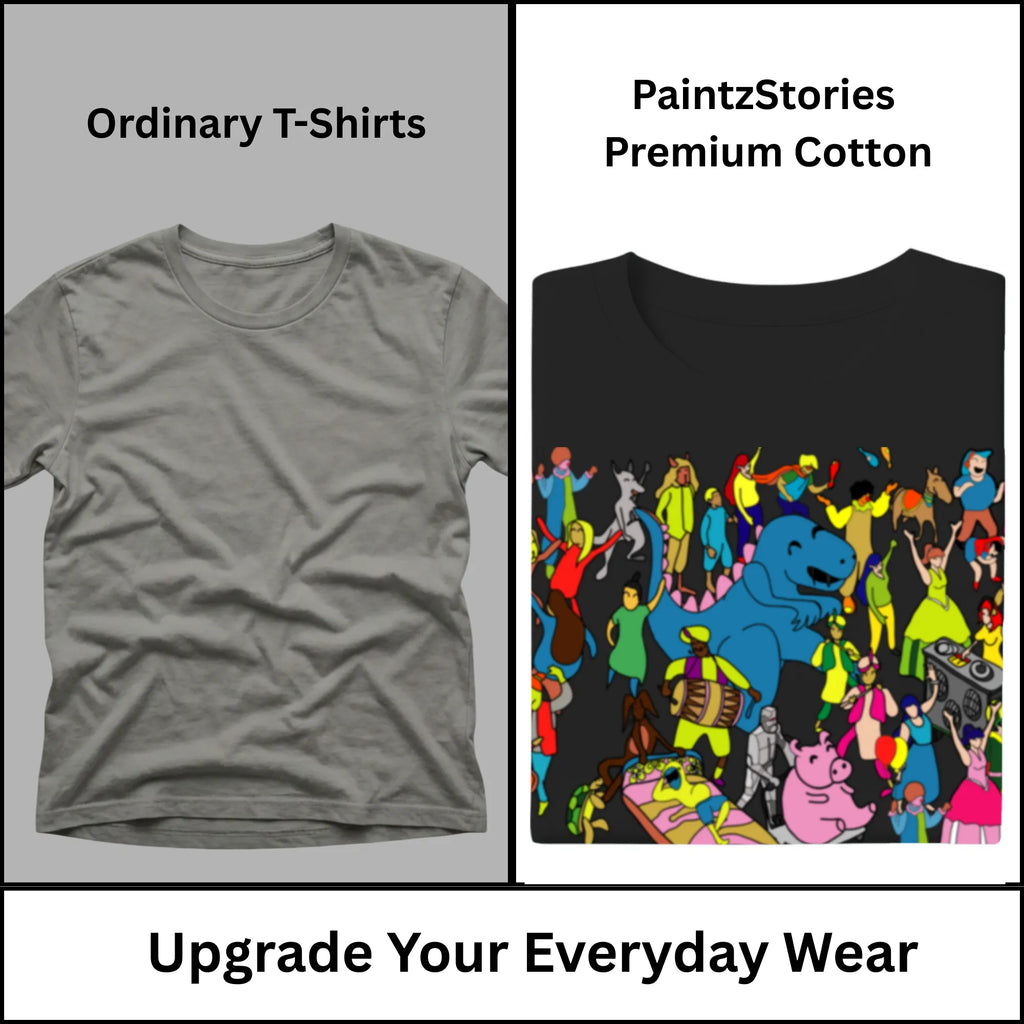 Premium quality stitching and artwork print on Celebrating Diversity Carnival men's artistic t-shirt