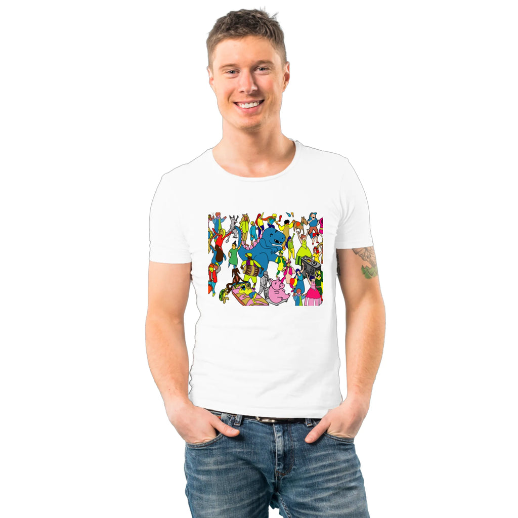 Celebrating Diversity Carnival men's artistic cotton t-shirt in White by PaintzStories
