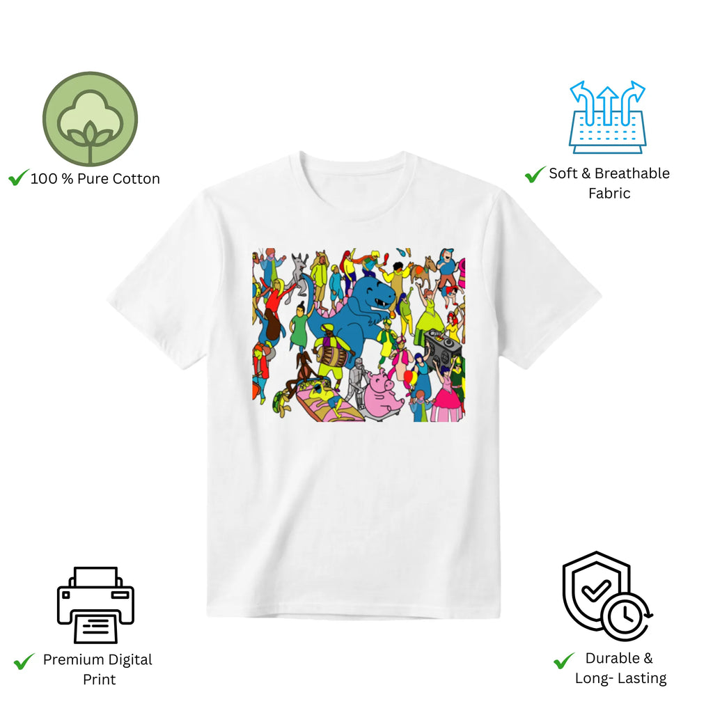 Celebrating Diversity Carnival men's t-shirt features premium cotton fabric and vibrant artwork print