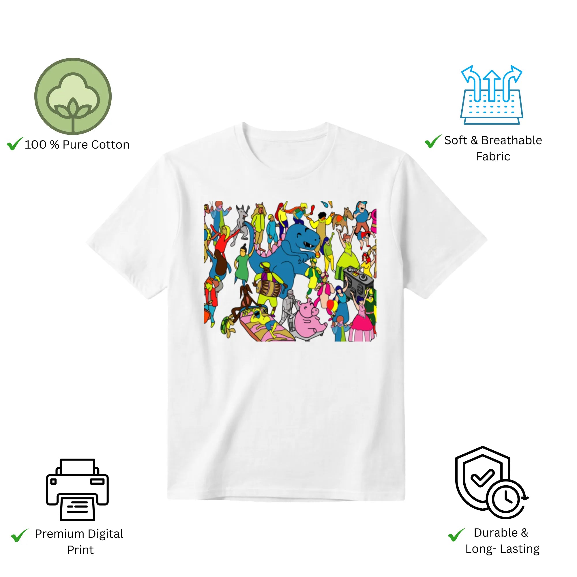 Celebrating Diversity Carnival men's t-shirt features premium cotton fabric and vibrant artwork print
