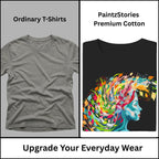 Premium quality stitching and artwork print on Embracing Colourful Creativity in Life women's graphic tee