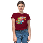Embracing Colourful Creativity in Life women's artistic cotton t-shirt in Maroon by PaintzStories