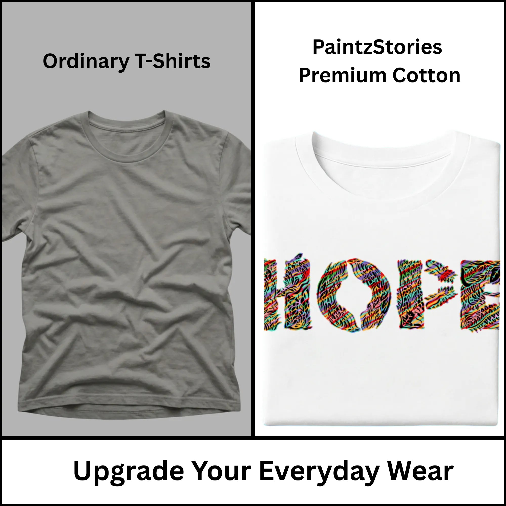 Premium quality stitching and artwork print on Essence of Hope t-shirt
