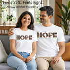 Matching pair wearing Essence of Hope artistic t-shirts by PaintzStories