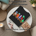 Five Colourful Birds artistic t-shirt gift for women, birthdays and special occasions