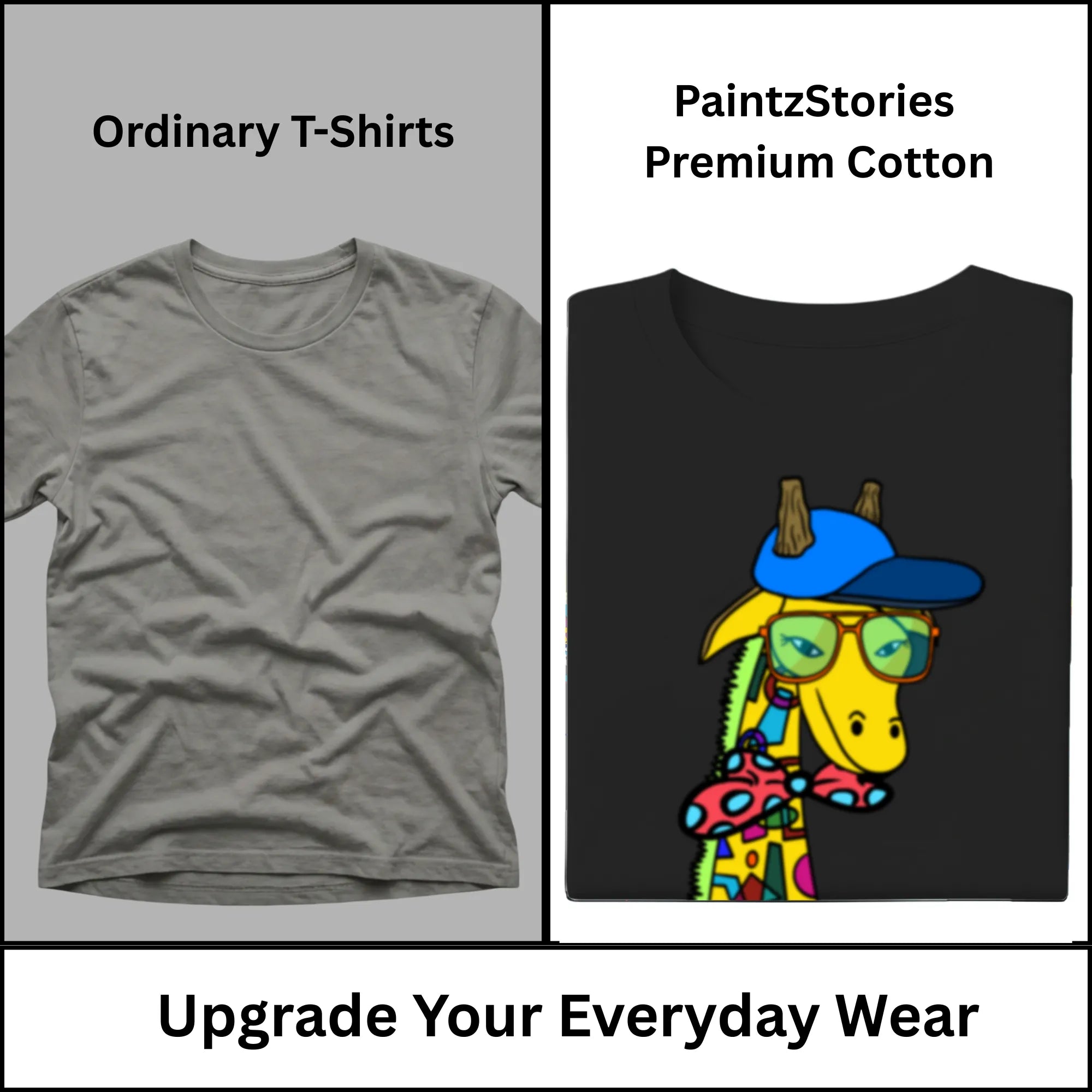 Premium quality stitching and artwork print on Giraffe with Bow Tie t-shirt