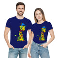 Giraffe with Bow Tie artistic unisex t-shirt in Navy Blue by PaintzStories