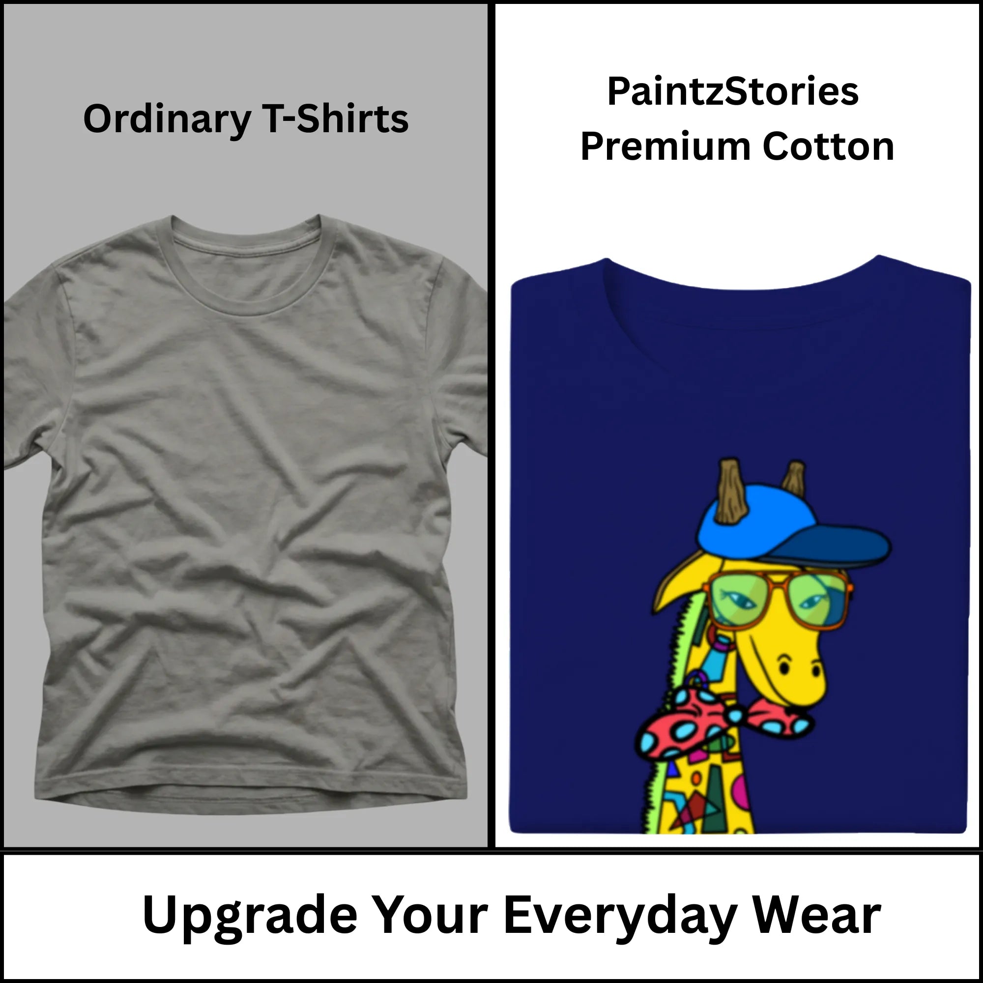 Premium quality stitching and artwork print on Giraffe with Bow Tie t-shirt