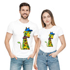 Giraffe with Bow Tie artistic unisex t-shirt in White by PaintzStories
