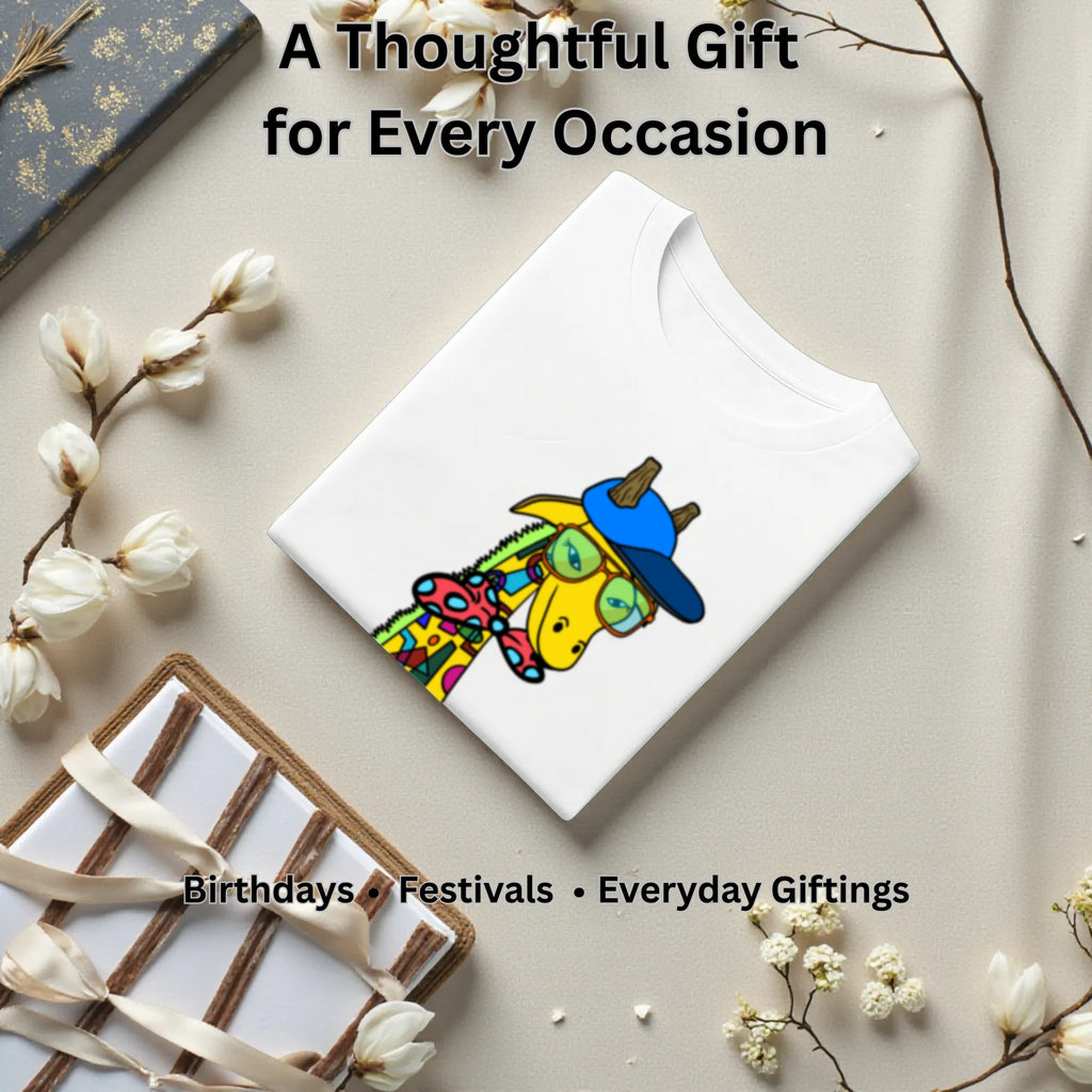 Giraffe with Bow Tie artistic t-shirt gift for art lovers, birthdays and special occasions