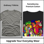 Premium quality stitching and artwork print on Harmony in Abstraction men's artistic t-shirt
