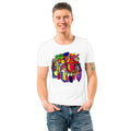 Harmony in Abstraction men's artistic cotton t-shirt in White by PaintzStories