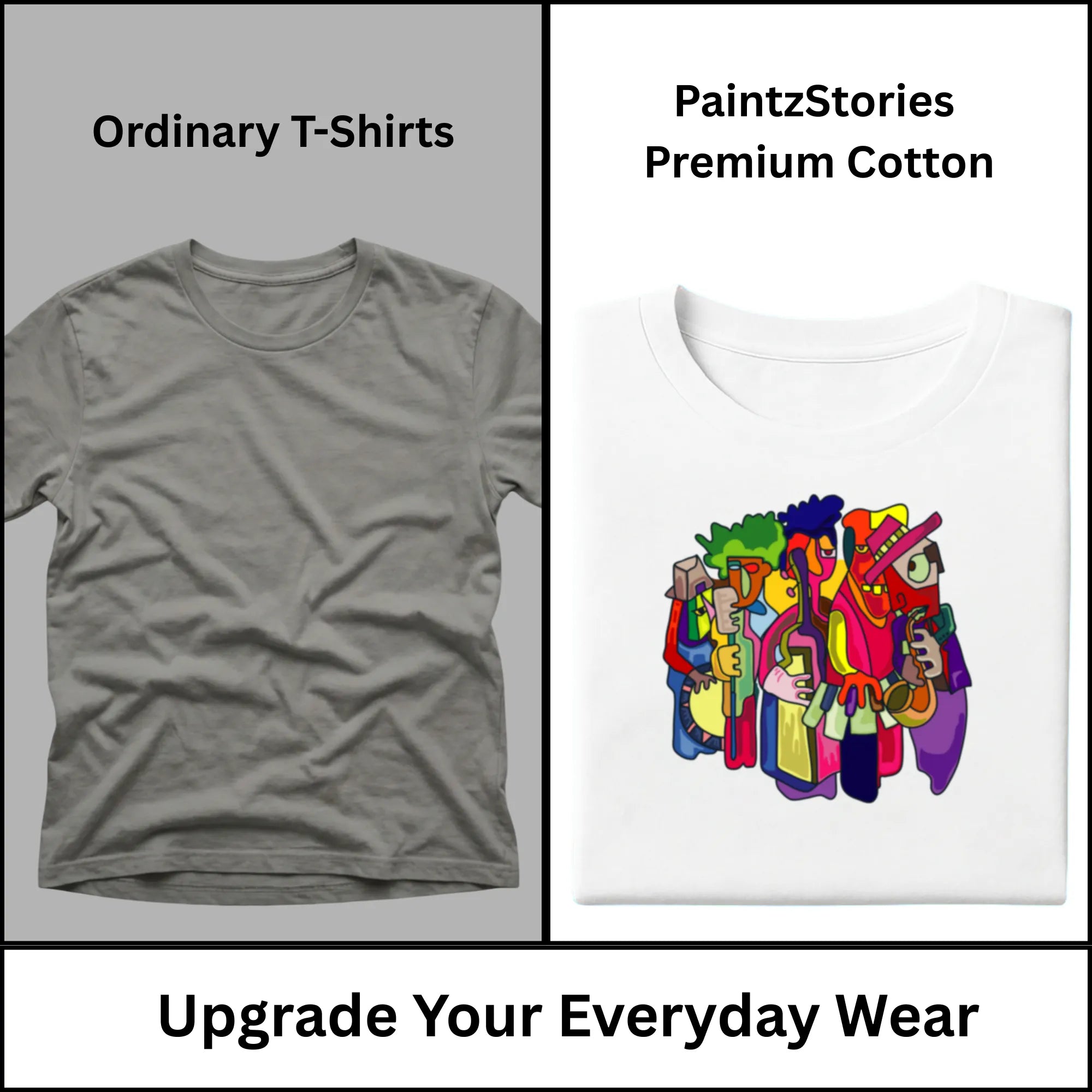 Premium quality stitching and artwork print on Harmony in Abstraction men's artistic t-shirt