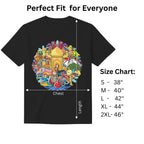 Celebrating India's Rich Culture and Heritage black graphic tee size chart and dimensions