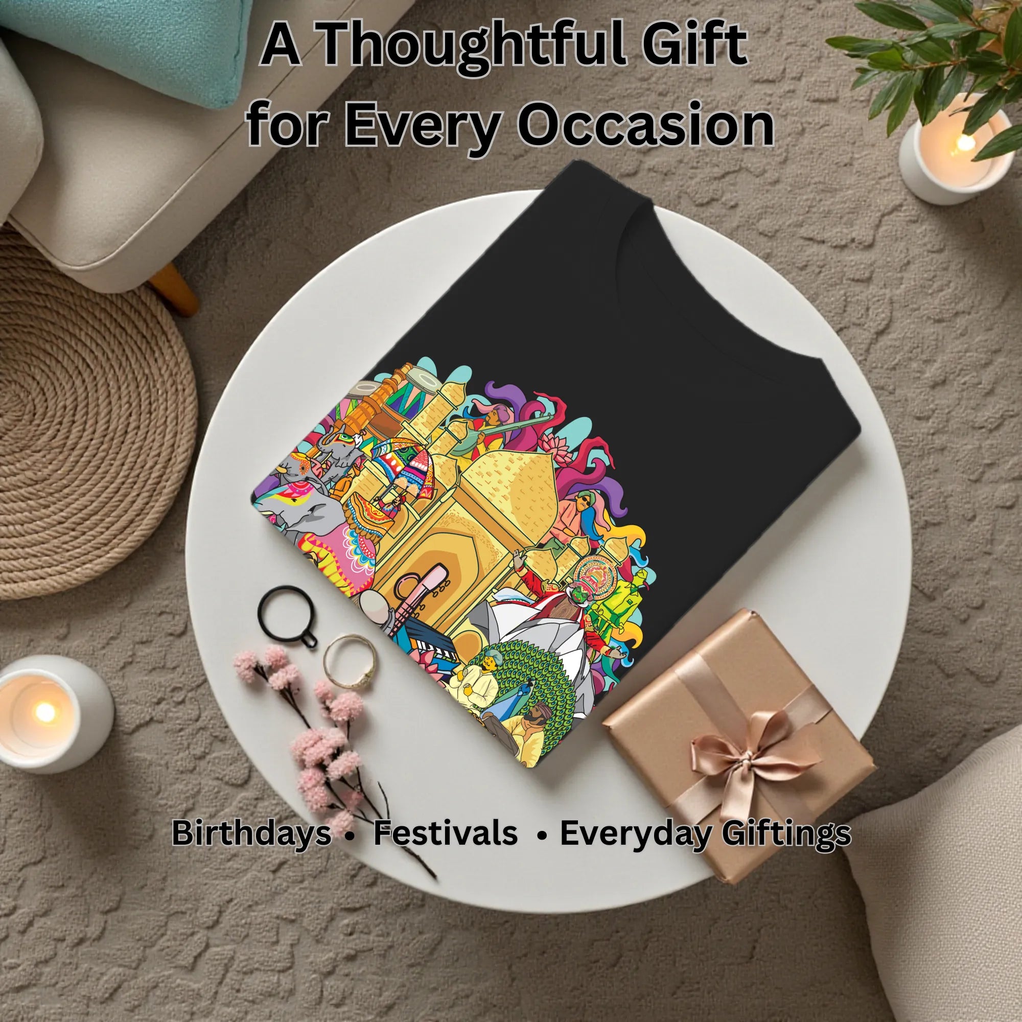 Celebrating India's Rich Culture and Heritage artistic t-shirt gift for art lovers, birthdays and special occasions
