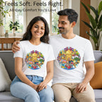 Matching pair wearing Celebrating India's Rich Culture and Heritage artistic t-shirts by PaintzStories
