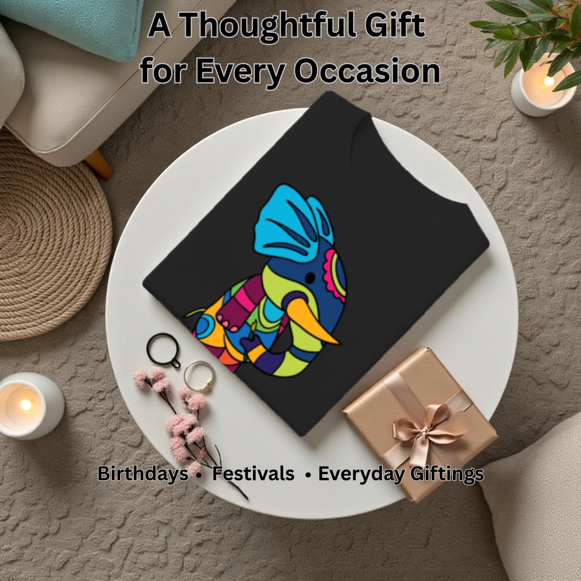 PS Elephant artistic t-shirt gift for art lovers, birthdays and special occasions