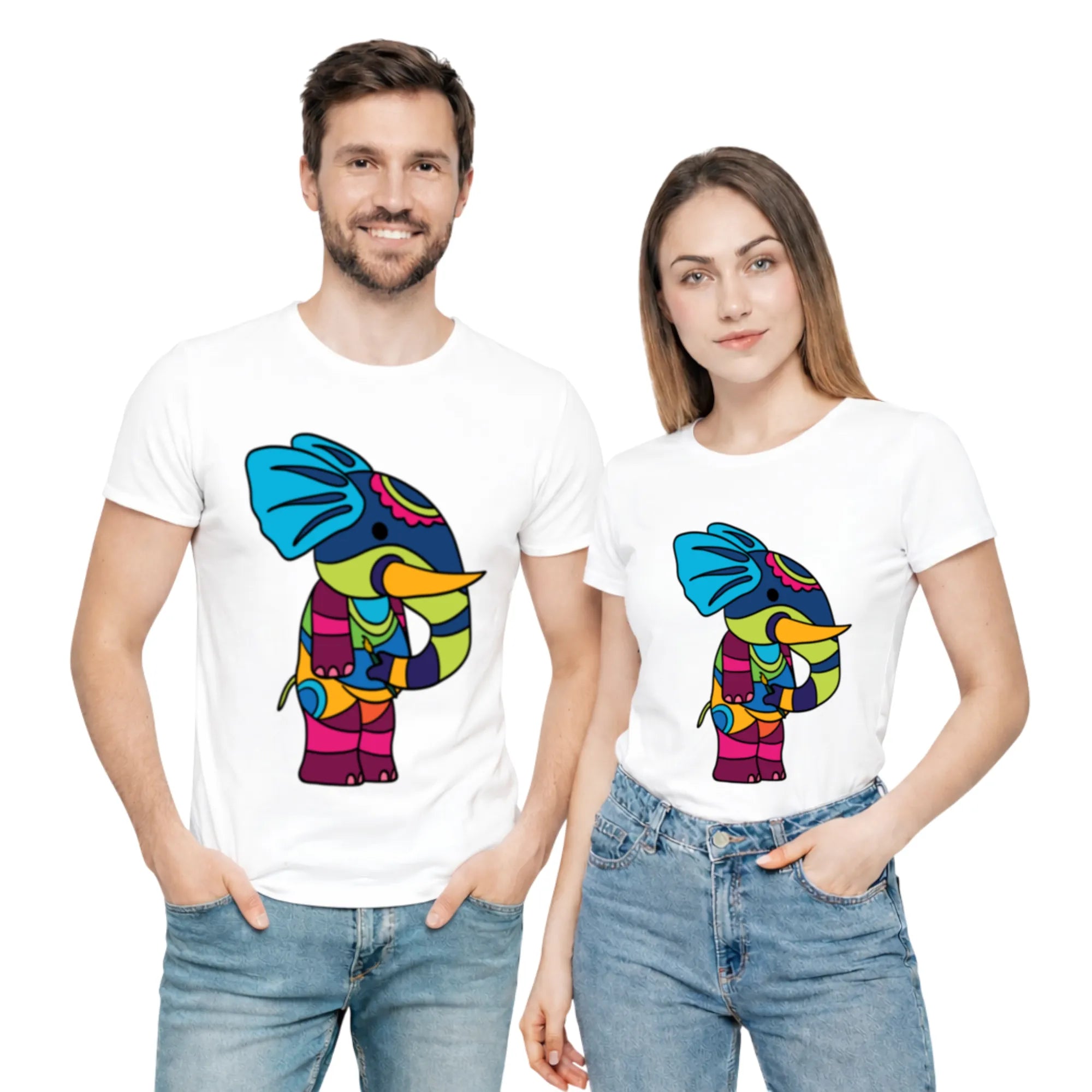 PS Elephant artistic unisex t-shirt in White by PaintzStories
