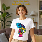 Model wearing PS Elephant artistic cotton t-shirt in White