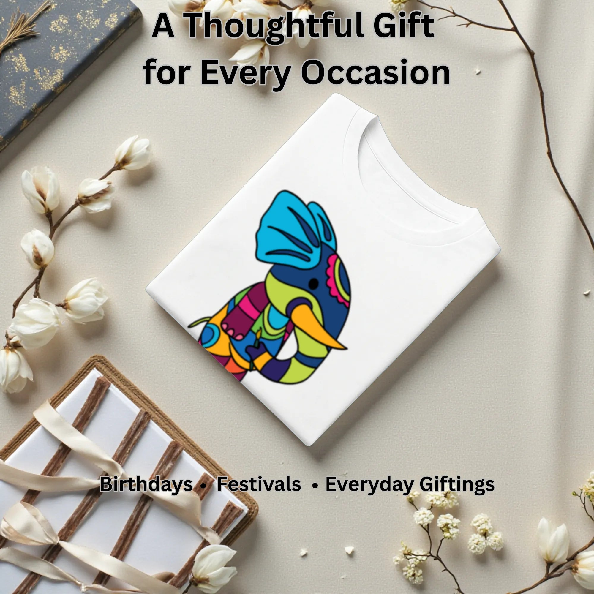 PS Elephant artistic t-shirt gift for art lovers, birthdays and special occasions