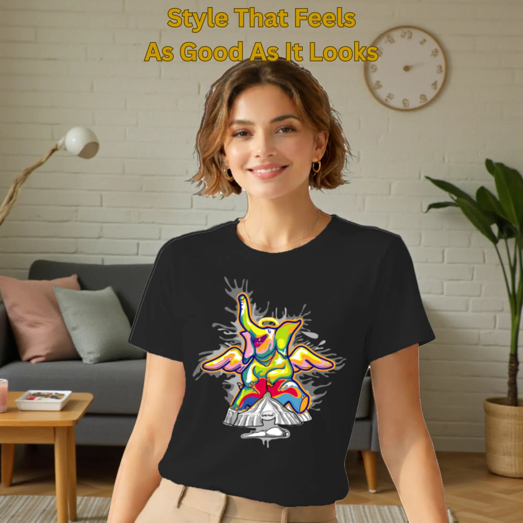 Model wearing Sourire De La Mort artistic cotton t-shirt in Black