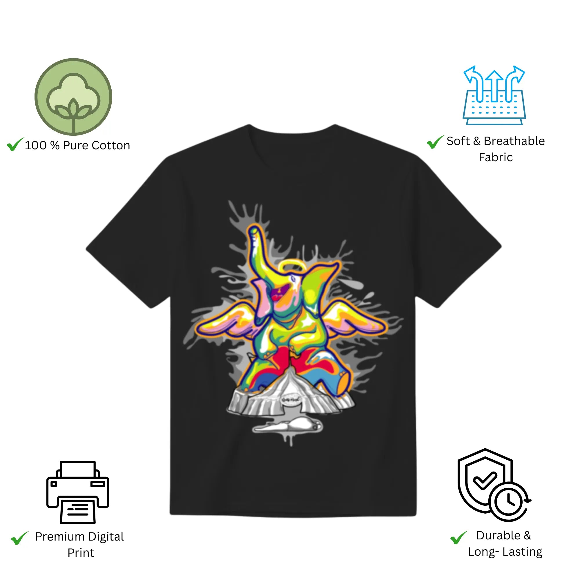 Features of Sourire De La Mort unisex t-shirt including premium print and comfort fit