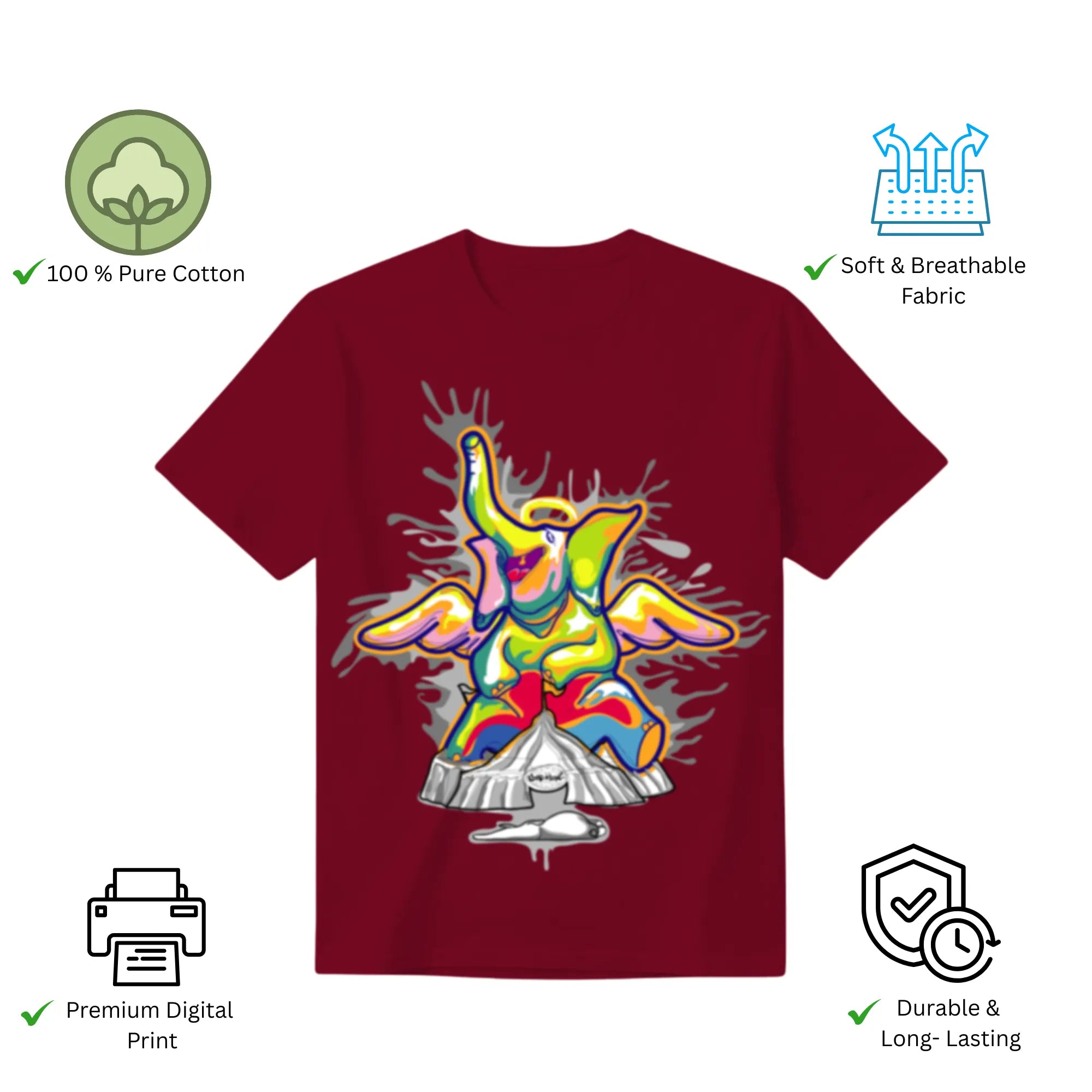 Features of Sourire De La Mort unisex t-shirt including premium print and comfort fit