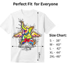 Sourire De La Mort white graphic tee size chart and dimensions