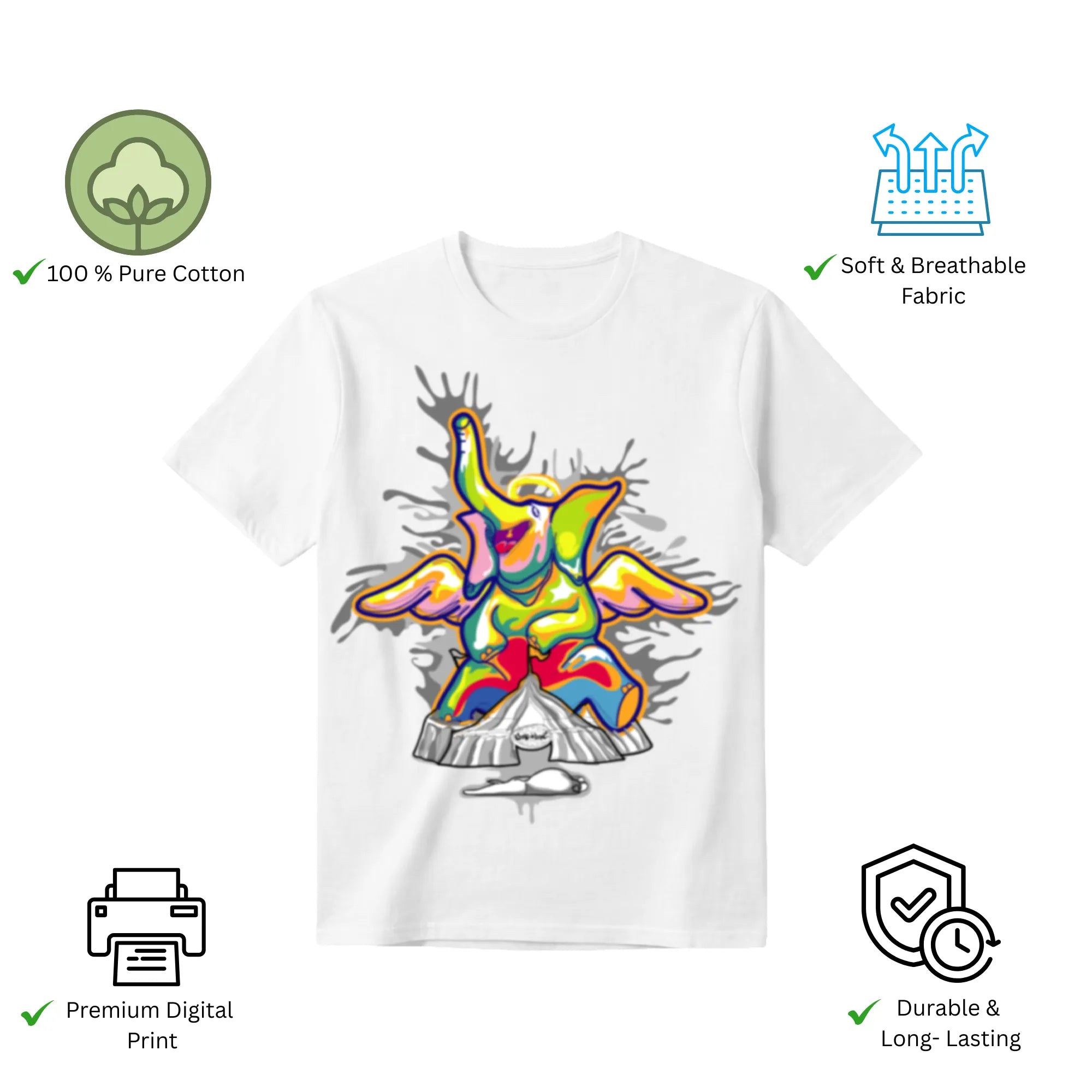 Features of Sourire De La Mort unisex t-shirt including premium print and comfort fit