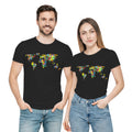 The Humanity Map artistic unisex t-shirt in Black by PaintzStories
