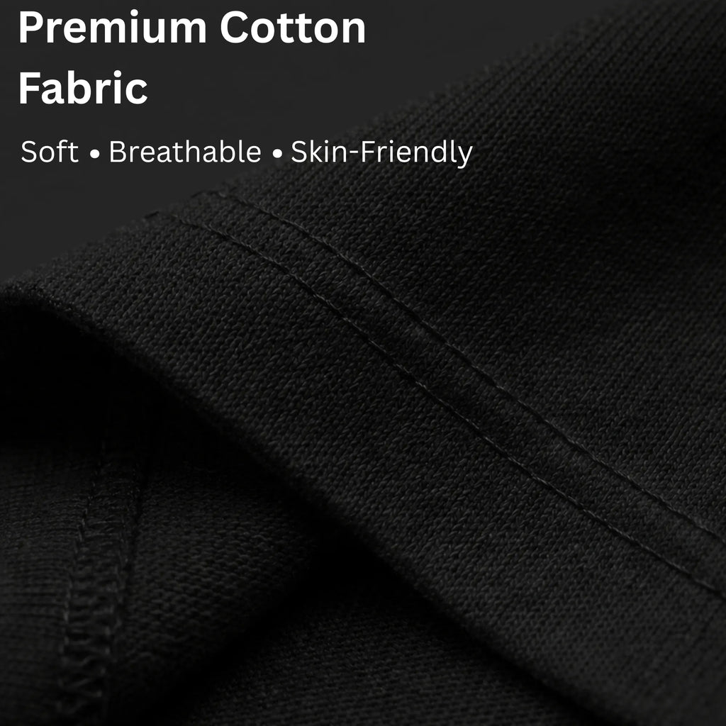 Premium cotton fabric detail of The Humanity Map black t-shirt