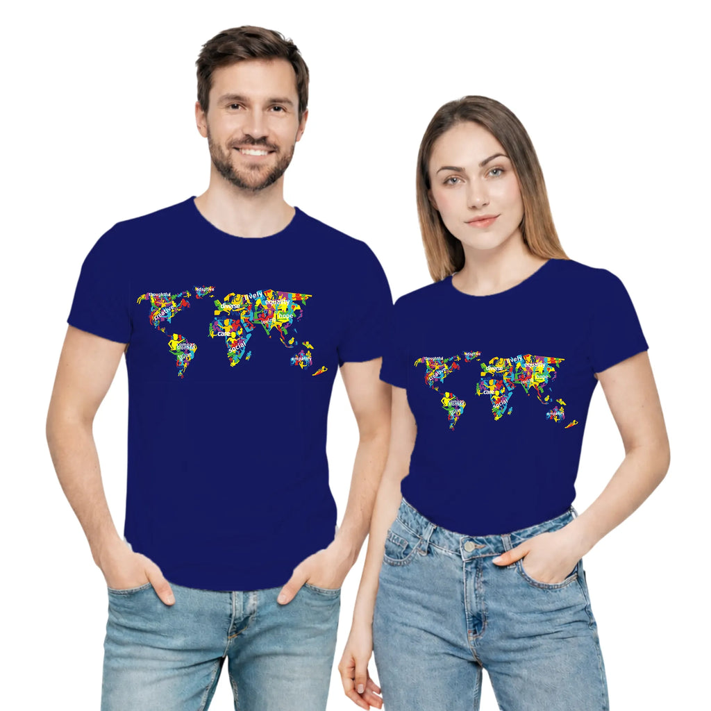 The Humanity Map artistic unisex t-shirt in Navy Blue by PaintzStories
