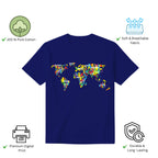 Features of The Humanity Map unisex t-shirt including premium print and comfort fit