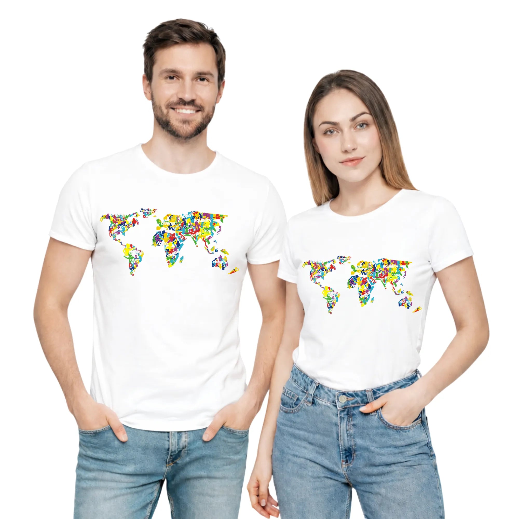 The Humanity Map artistic unisex t-shirt in White by PaintzStories