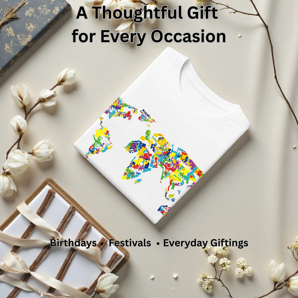 The Humanity Map artistic t-shirt gift for art lovers, birthdays and special occasions