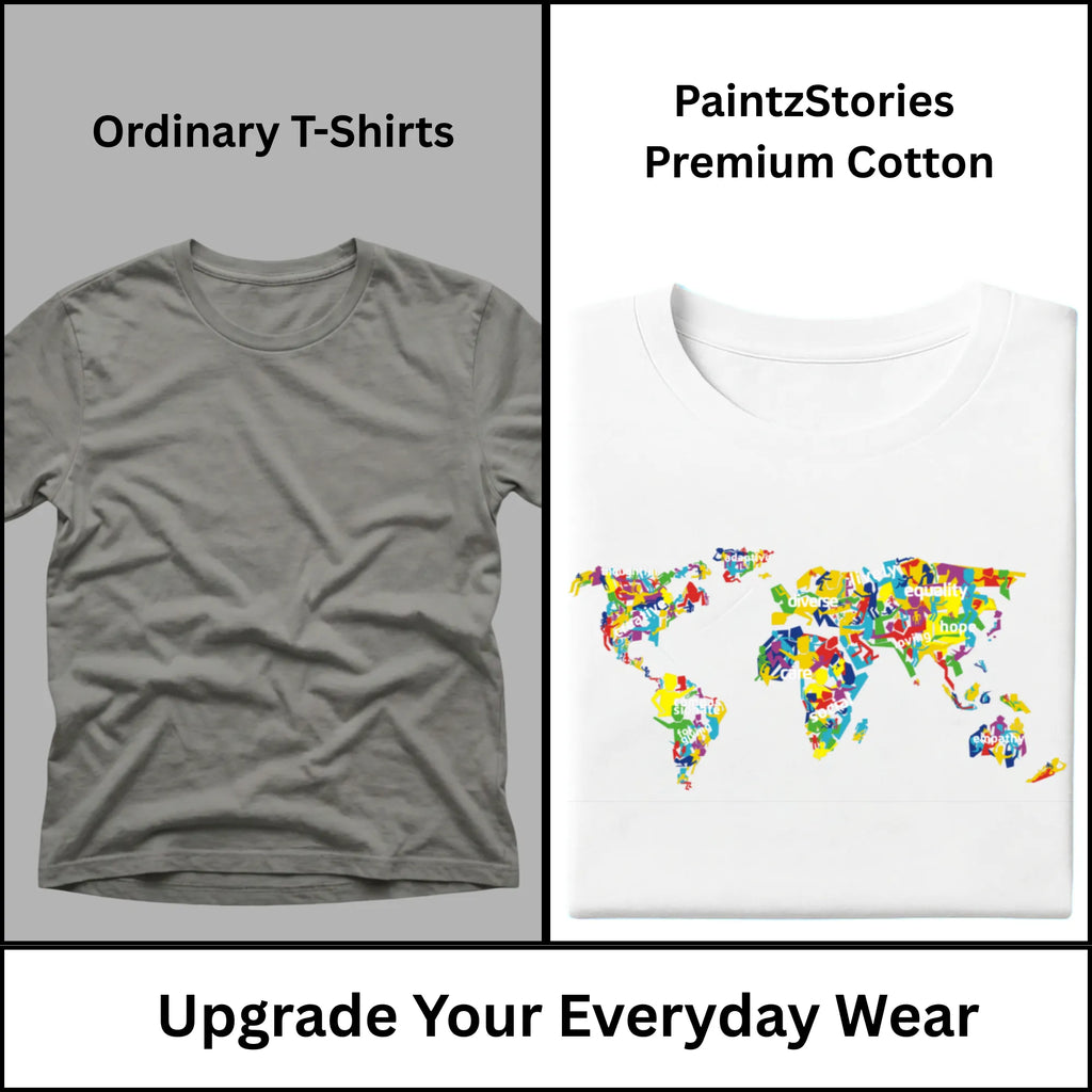 Premium quality stitching and artwork print on The Humanity Map t-shirt
