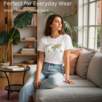Model wearing The Humanity Map artistic unisex t-shirt in White