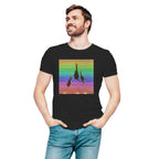 Three Giraffes men's artistic cotton t-shirt in Black by PaintzStories