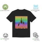 Three Giraffes men's t-shirt features premium cotton fabric and vibrant artwork print