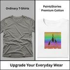 Premium quality stitching and artwork print on Three Giraffes men's artistic t-shirt