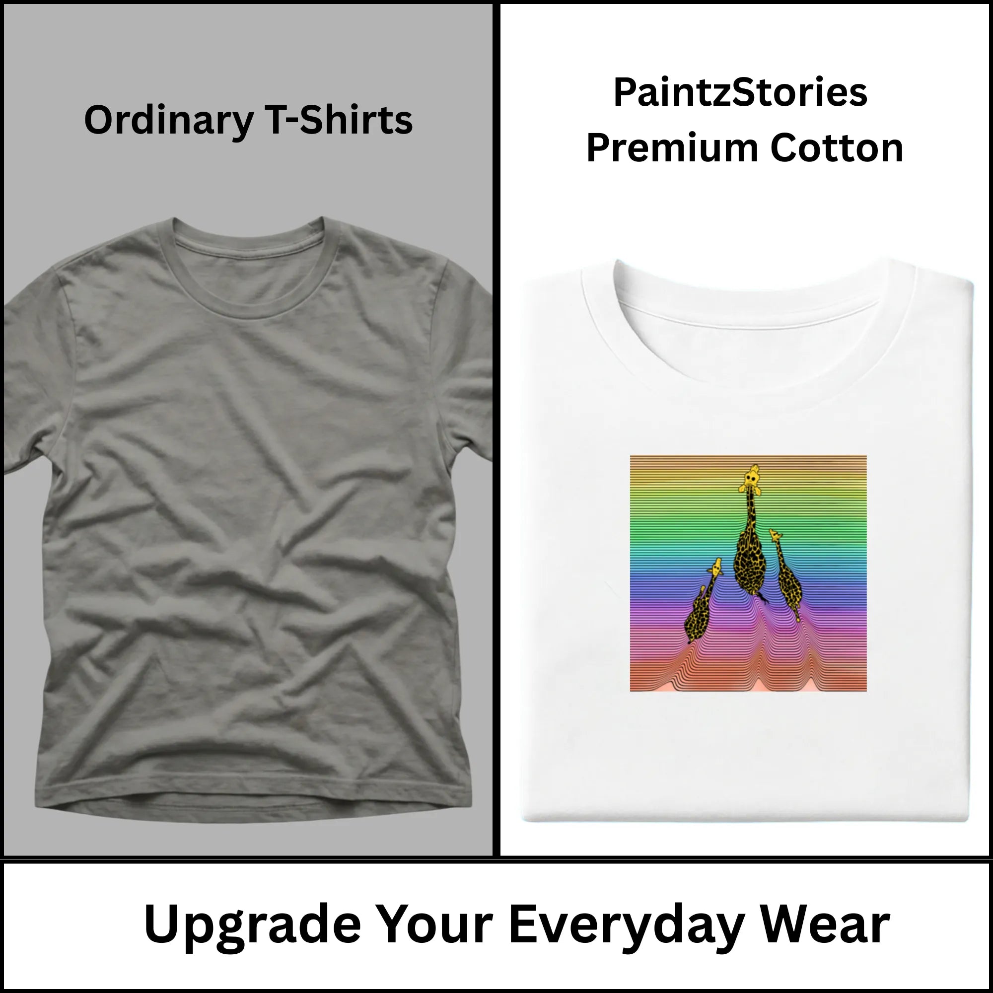 Premium quality stitching and artwork print on Three Giraffes men's artistic t-shirt