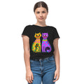 Two Fancy Cats women's artistic cotton t-shirt in Black by PaintzStories