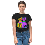 Two Fancy Cats women's artistic cotton t-shirt in Black by PaintzStories