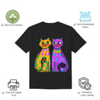 Two Fancy Cats women's t-shirt features premium cotton and vibrant artwork print