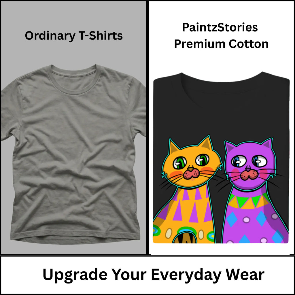 Premium quality stitching and artwork print on Two Fancy Cats women's graphic tee